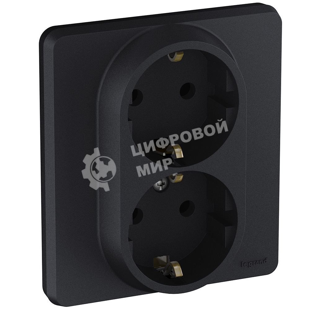 Розетка 2 x 2К+З немецкий стандарт 16А 250 В антрацит