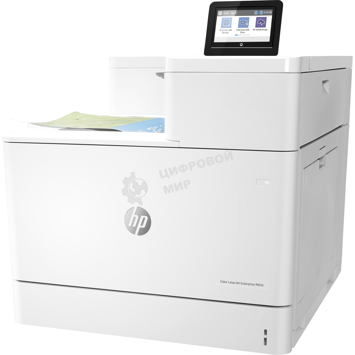 Принтер лазерный HP Color LaserJet Enterprise M856dn (A3, 1200dpi,ImageREt4800, 56(56) ppm, 1,5 Gb, 16Gb EMMC, Duplex, 2trays 550+100, 1y warr, cart. B 16K & CMY 13K pages in box, repl. A2W77A)
