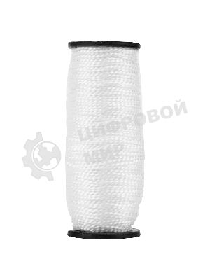 Шнур крученый полипропиленовый Сибртех 2 мм, L 50 м, 38 кгс, на катушке, белый