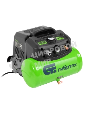 Компрессор воздушный безмаслянный Сибртех BL 1100/6 1100Вт, ресивер 6 л, 180 л/мин