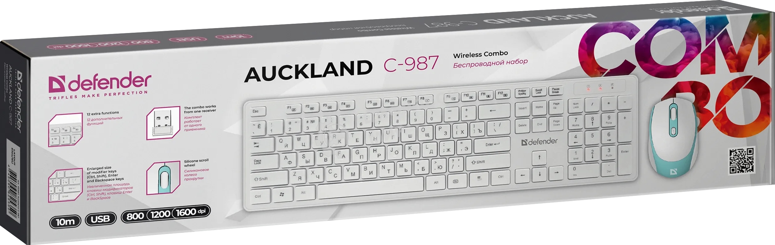 Комплект клавиатура + мышка Defender AUCKLAND C-987 RU белый