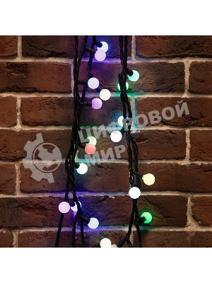 Гирлянда Neon-night Мультишарики Ø17,5 мм, 10 м, черный каучук, 80 LED, цвет RGB