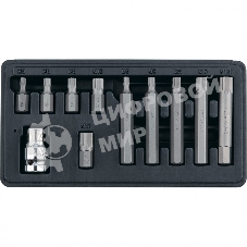 Набор бит Stels SPLINE, шестигранный хвостовик 1 1/2'', CrV, 10 мм, 11 пред.