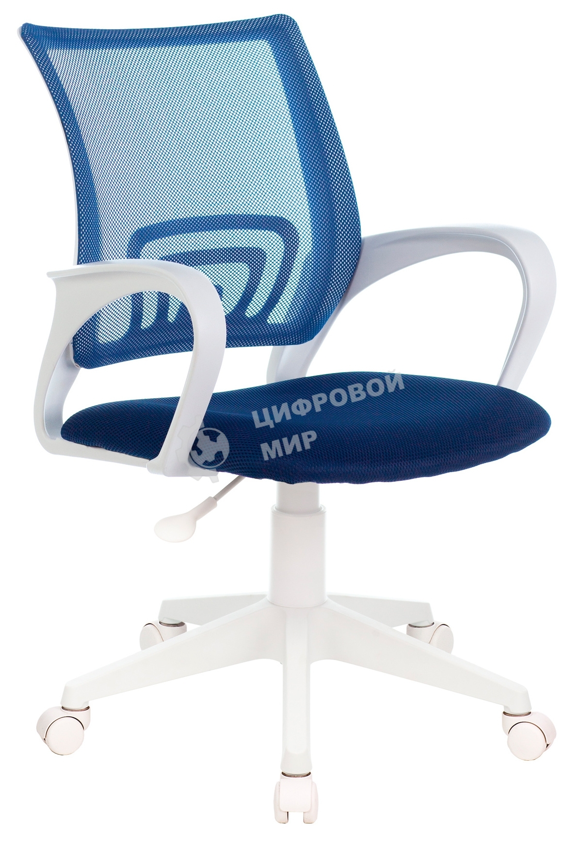 Кресло компьютерное Бюрократ CH-W695NLT TW-05N TW-10N темно-синий, сетка/ткань, крестовина пластик, пластик белый