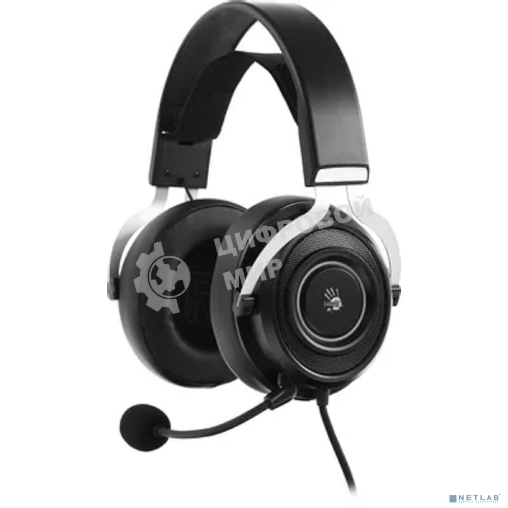 Гарнитура проводная с микрофоном A4Tech Bloody G535 черный/серебристый 2м мониторные USB оголовье (G535 (BLACK+SILVER) USB)