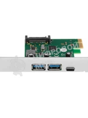 Контроллер ExeGate EXE-323 PCI-E 2.0, 2*USB 3.0 ext + 1*Type-C, разъем доп.питания (OEM)