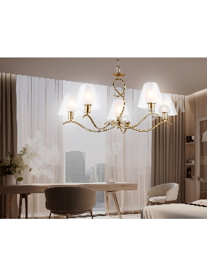 Люстра Ambrella light LH57091/5 BS/FR латунь/белый матовый E14/5 max 40W D690*790