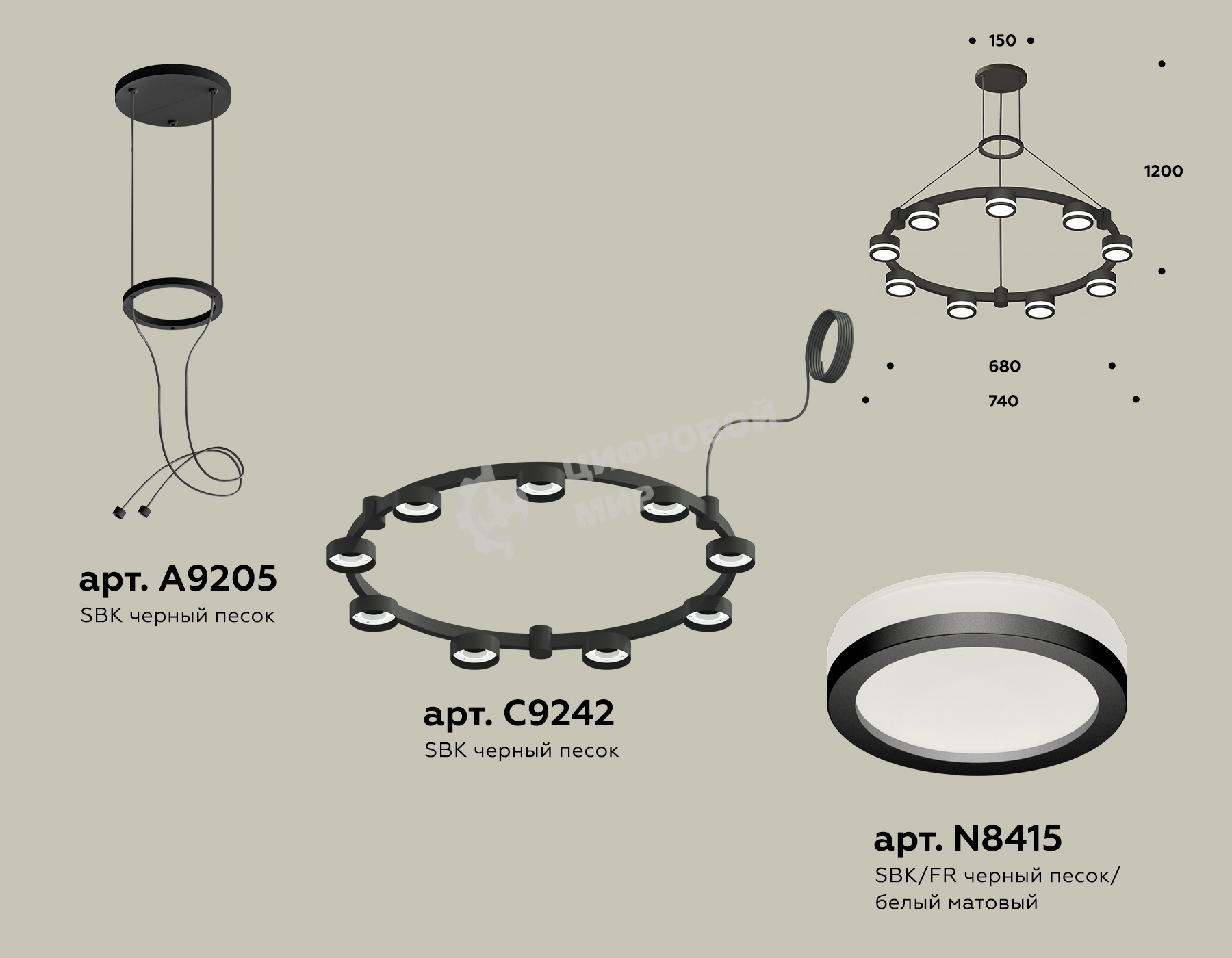 Светильник Ambrella light XR92051900/9 SBK/FR черный песок/белый матовый GX53  (A9205, C9242, N8415)