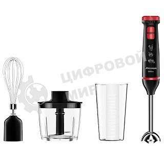 Блендер АКСИНЬЯ КС-307В черный с красным: 1000Вт, нож из нерж. стали,2 скорости,