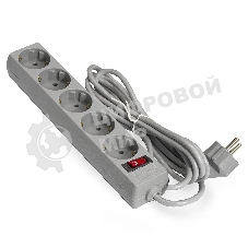 Сетевой фильтр ExeGate EX285799RUS EC-5-3G (5 евророзетки с заземлением, 3 м, защита от перегрузки, выключатель с подсветкой, серый)