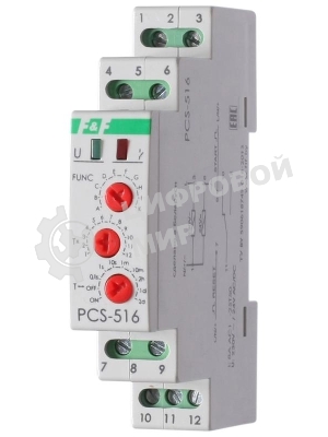 Реле времени PCS-516 (многофункц. (вход: START/RESET) 230В 8А 1перекл. IP20 монтаж на DIN-рейке)(аналог РВО-1М) F&F EA02.001.013