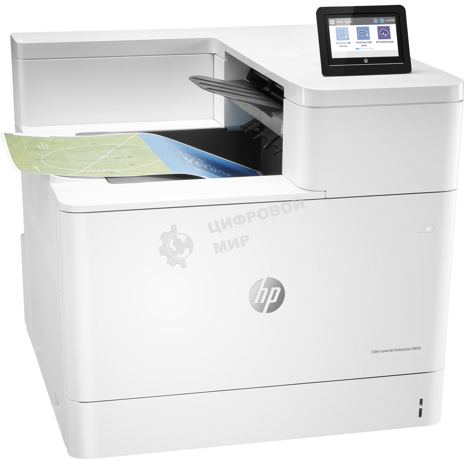 Принтер лазерный HP Color LaserJet Enterprise M856dn (A3, 1200dpi,ImageREt4800, 56(56) ppm, 1,5 Gb, 16Gb EMMC, Duplex, 2trays 550+100, 1y warr, cart. B 16K & CMY 13K pages in box, repl. A2W77A)