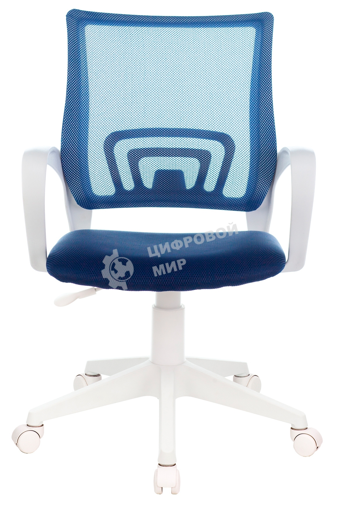 Кресло компьютерное Бюрократ CH-W695NLT TW-05N TW-10N темно-синий, сетка/ткань, крестовина пластик, пластик белый