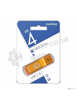 Флешка USB Smartbuy Glossy series Orange (SB4 GbGS-Or), 4Gb, USB 2.0, R/W 25/15, оранжевый