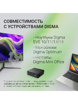 Блок питания для монитора Digma DM-A90 автоматический 90W 18.5V-20V 4-коннект. 4.9A от бытовой электросети