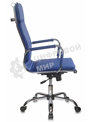Кресло руководителя Бюрократ CH-993/blue синий, искусственная кожа, крестовина хромированная
