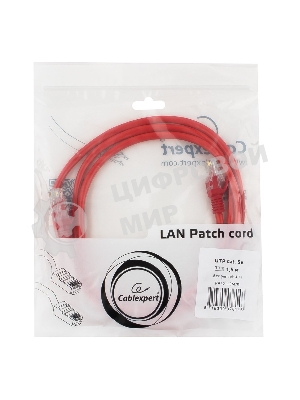Патч-корд UTP Cablexpert cat.5e, 1.5м, литой, многожильный, красный