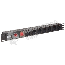 Блок PDU 7 розеток DIN49440 (нем. cтанд.), с LED выключателем,1U, без шнура, вх. IEC320 C14, алюминиевый профиль, черный PDU 7 розеток DIN49440 (нем. cтанд.), с LED выключателем,1U, без шнура, вх. IEC320 C14, алюминиевый профиль, черный