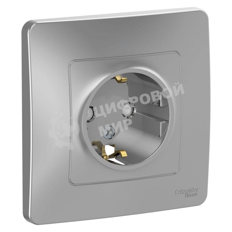 Розетка 1-м СП Blanca 16А IP20 250 В с заземл. защ. шторки алюм. SchE BLNRS001113