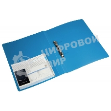 Папка на 2-х кольцах Бюрократ -0827/2RBLU A4, пластик, 0.7мм корешок 27мм, внутренний и торцевой карман, синий