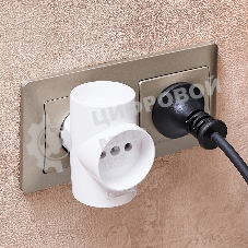 Тройник электрический Rexant 10 А без заземления белый