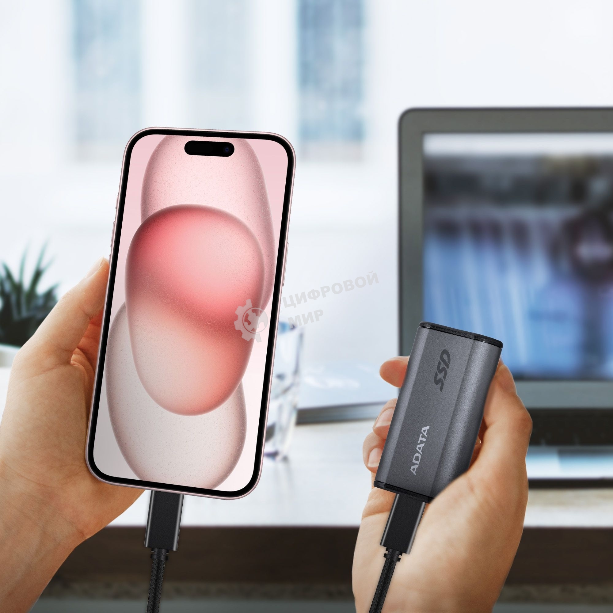 Внешний SSD ADATA Elite SE880, 2TB, USB 3.2 Gen 2x2 Type-C, R/W 2000/2000, серый