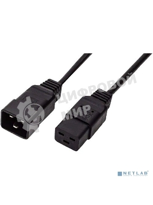 Кабель питания Filum С19-C20, 3х1.5мм, 220В, 16A, чёрный, 3м (FL-PC16-C19-C20-3M)