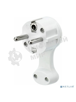 Вилка Евро Rexant угловая с з/к 16 А плоская за шкаф белая