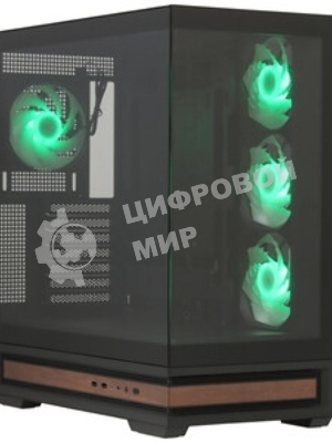 Компьютерный корпус ZALMAN P40 NAMU, ATX, черный, WINDOW, WOODEN ELEMENTS, 2xCombo(2.5” or 3.5”), 1xUSB TYPE-C, 2xUSB 3.0, SIDE 3x120мм ARGb, REAR 1x120мм ARGb
