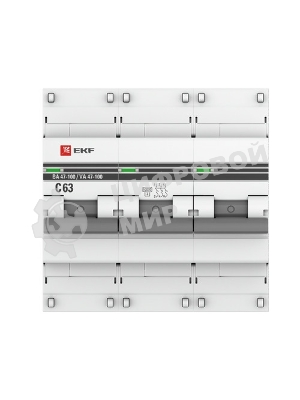 Выключатель автоматический EKF mcb47100-3-63C-pro 3P 63А (C) 10kA ВА 47-100 EKF PROxima