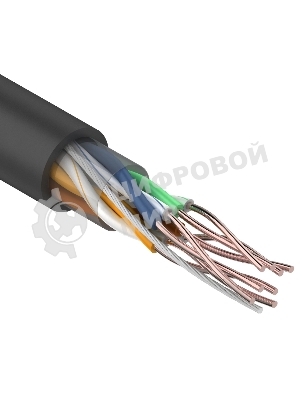 Кабель витая пара Rexant U/UTP, cat.5e, ZH нг(А)-HF, 4PR, 24AWG, внешний, черный, 305 м