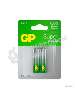 Алкалиновые батарейки GP Super Alkaline G-Tech 15А АA - 2 шт. на блистере