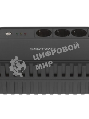 Источник бесперебойного питания SMARTWATT UPS SAFE 1000 черный, 1000/600 ВА/Вт, линейно-интерактивный, напольный, LED индикация, Shuko CEE7/4 - 3 шт.