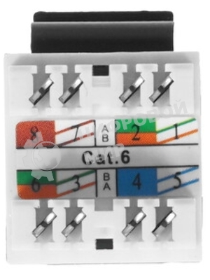 Модуль Keystone RJ45, Cat.6, UTP, 180 градусов, черный