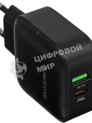 Сетевое зарядное устройство BOROFONE BA46A Premium, один порт USB, один порт Type-C, PD, 18W, 5V, 3.0A, черный
