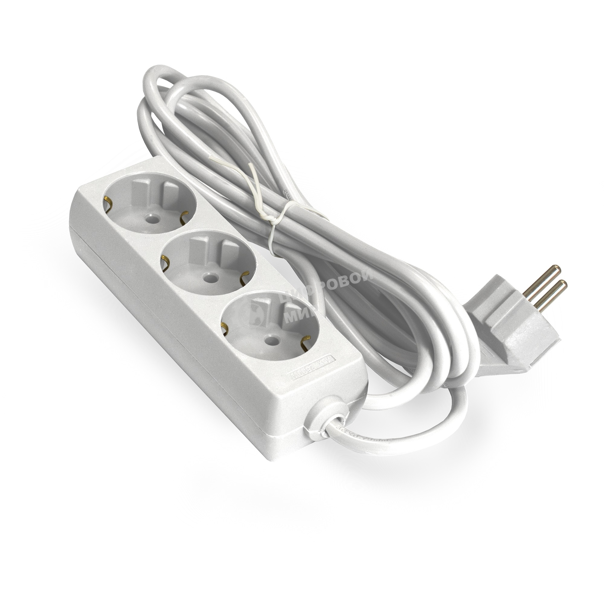 Удлинитель ExeGate ECE-3-1.8W (EX285803RUS), белый, 1.8 м, евровилка с заземлением, 3 евророзетки с заземлением, 2200 Вт