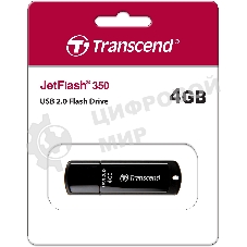 Флешка USB Transcend JetFlash 350 (TS4GJF350), 4Gb, USB 2.0, R/W 12/5, черный