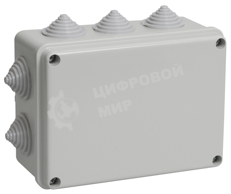Коробка КМ41241 распаячная IEK UKO10-150-110-070-K41-44 для о/п 150х110х70 мм IP44 (RAL7035, 10 гермовводов)