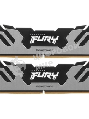 Оперативная память Kingston Fury Renegade, DDR5, 32Gb (1x32GB), 6400MHz, CL32, DIMM, радиатор, серебристый/черный