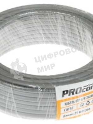Кабель витая пара PROconnect UTP 2PR 24AWG, CCA, cat.5e, PVC, серый, бухта 305 м