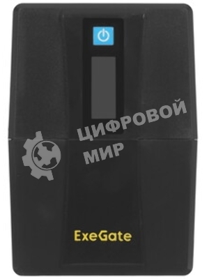 Источник бесперебойного питания ExeGate Smart LB-800.LCD.AVR.2SH.USB (800VA/480W, LCD, AVR, 2*Schuko, USB, батарея 12V 9Ah, Black)