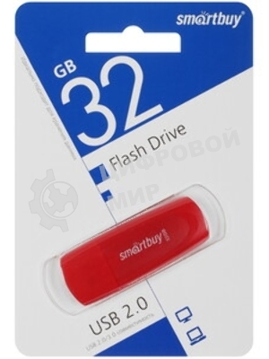 Флешка USB Smartbuy Scout Red (SB032Gb2SCR), 32Gb, USB 2.0, R/W 15/8, красный
