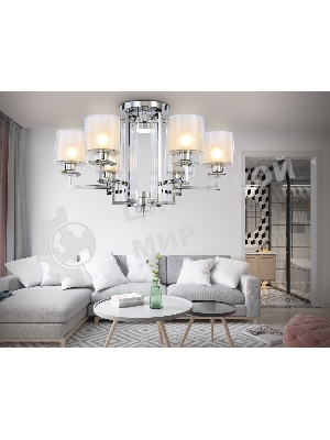Светильник Ambrella light TR4418/6 CH/CL/FR хром/прозрачный/белый матовый E27*6 max 40W D748*463