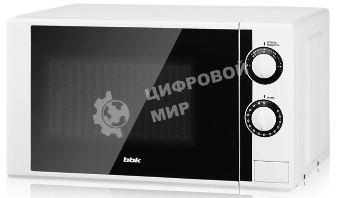 Микроволновая печь BBK 20MWS-704M/W белый, 20 л, 700 Вт, переключатели - поворотный механизм