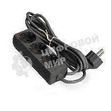 Удлинитель ExeGate ECE-3-3B (EX285804RUS), черный, 3 м, евровилка с заземлением, 3 евророзетки с заземлением, 2200 Вт