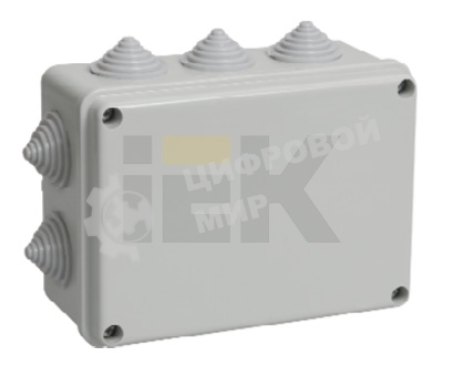 Коробка КМ41241 распаячная IEK UKO10-150-110-070-K41-44 для о/п 150х110х70 мм IP44 (RAL7035, 10 гермовводов)