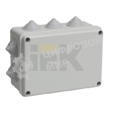 Коробка КМ41241 распаячная IEK UKO10-150-110-070-K41-44 для о/п 150х110х70 мм IP44 (RAL7035, 10 гермовводов)